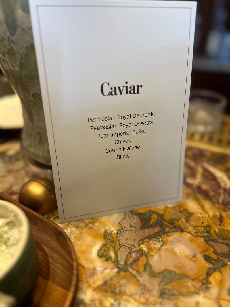 Caviar menu