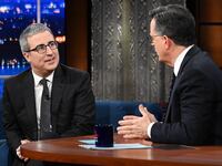 “The Late Show with Stephen Colbert” and guest John Oliver on Nov. 4, 2024.