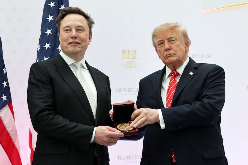 Tesla and SpaceX CEO Elon Musk with President Donald Trump on October 08, 2026 in Washington, DC.