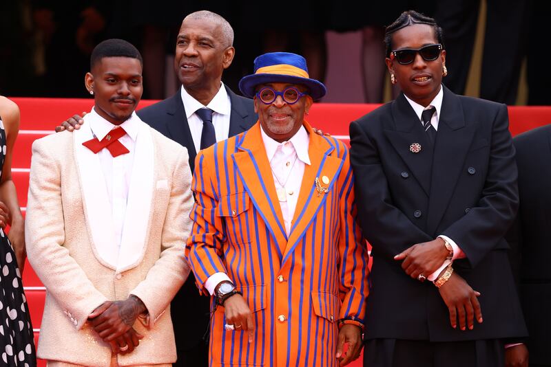 (L-R) Aubrey Joseph, Denzel Washington, Spike Lee and ASAP Rocky