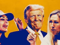 Laura Loomer, Donald Trump and Marjorie Taylor Greene