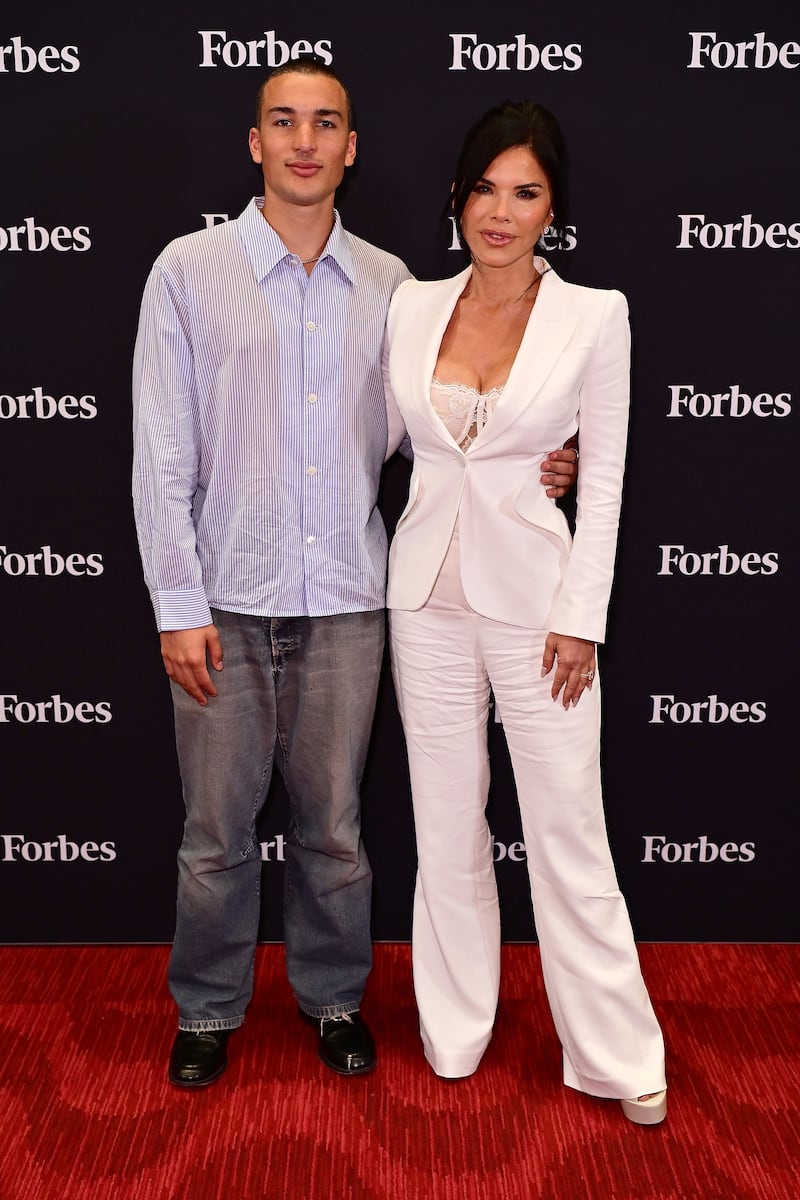 Lauren Sanchez with son Nikko Gonzalez at the Forbes Power Women's Summit in New York City, 2024.