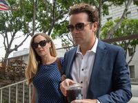 Actor Danny Masterson arrives at Clara Shortridge Foltz Criminal Justice Center in Los Angeles, CA on Wednesday, May 31, 2023 with wife Bijou Phillips for his retrial for allegedly raping three women between 2001 and 2003.