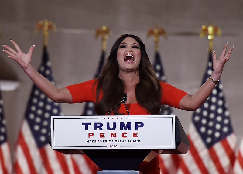 Kimberly Guilfoyle speaks during the first day of the Republican convention at the Mellon auditorium on August 24, 2020 in Washington, DC.