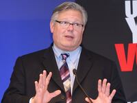 A photo of State Sen. Tom Duane speaking at a Hairdressers Against AIDS event in 2010.
