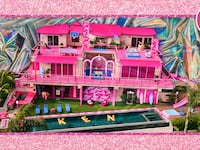 A photo illustration of Barbie's Airbnb Dream House in Malibu, California.