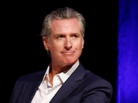 California Governor Gavin Newsom looks on before speaking at East Los Angeles College on February 26, 2025 in Monterey Park, California.