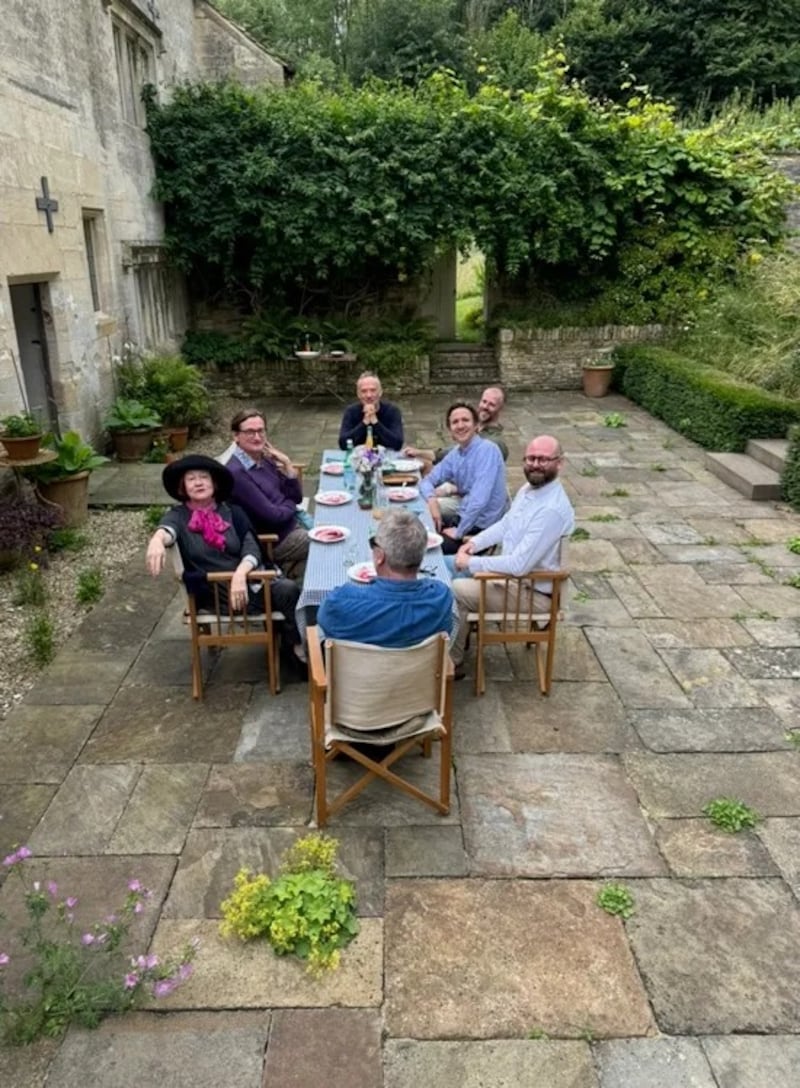 Lunch in the Cotswolds, with Nell Campbell, Hamish Bowles, and Thomas Dane, among friends.