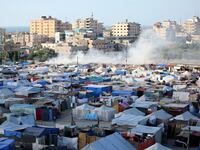 A general view of the tents at Nuseirat Refugee Camp set up by displaced Palestinians from Rafah City after the attacks of Israeli forces in Deir al-Balah, Gaza, on May 14, 2024.