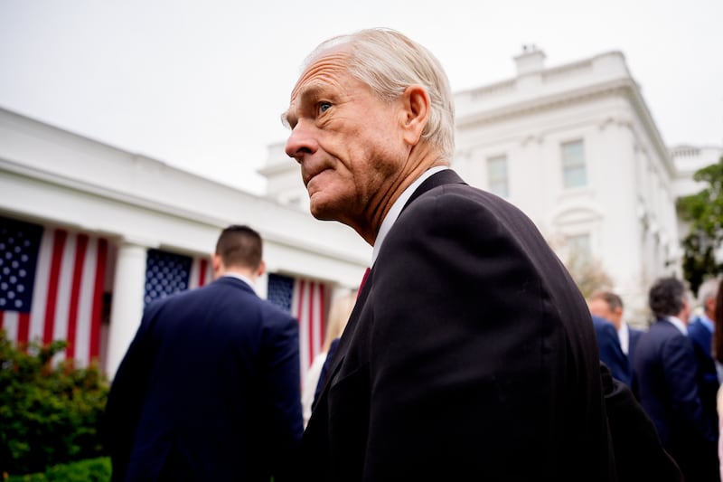 Peter Navarro departs after Trump signs executive orders imposing tariffs on imported goods during a "Make America Wealthy Again" trade announcement event April 2.