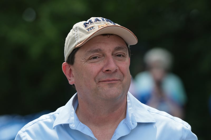 BANGOR, MAINE - JULY 25: Troy Jackson greets people during a gathering after being selected by the Maine Democratic Party to be their choice as the U.S. Senate nominee to replace Graham Platner on the ballot in November on July 25, 2026, in Bangor, Maine. Troy Jackson will face off against Sen. Susan Collins (R-ME) in the general election. (Photo by Joe Raedle/Getty Images)