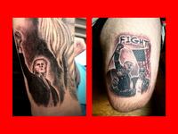 Joe Dillon and Tyler Jackson's Trump attempted assassination tattoos.
