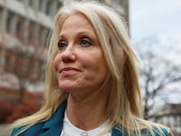 Kellyanne Conway walks outside in Washington D.C.
