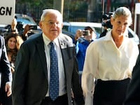 U.S. Senator Bob Menendez, Democrat of New Jersey, and his wife Nadine Arslanian, arrive at the US District Court for the Southern District of New York.