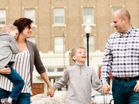 North Dakota State Senator Doug Larsen, his wife, Amy, and their two children.