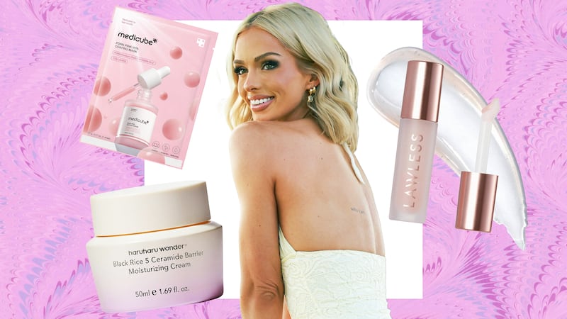 A photo illo illustration of Miranda Hope and her beauty routine for The Looker.