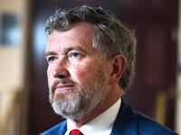 Thomas Massie, R-Ky., leaves a meeting of the House Republican Conference in the U.S. Capitol on Wednesday, June 4, 2025.