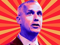 A photo illustration of Corey Lewandowski.
