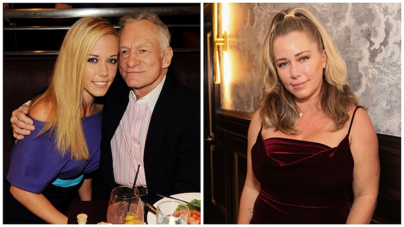 Kendra Wilkinson with Hugh Hefner in 2009 and solo in November 2025.