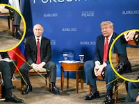 Donald Trump and Vladimir Putin (C-L), flanked meet during a US-Russia summit on Ukraine at Joint Base Elmendorf-Richardson in Anchorage, Alaska, on August 15, 2025.