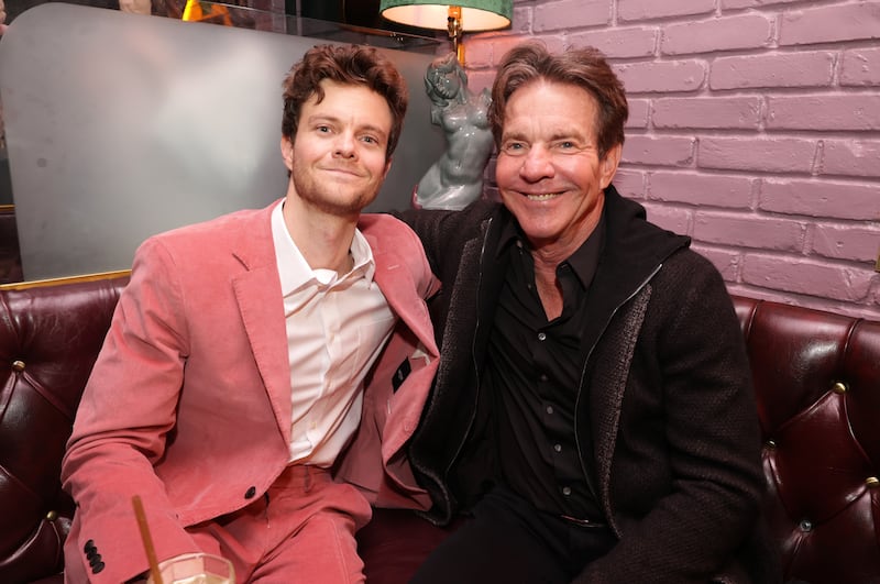 Jack Quaid and Dennis Quaid at the UTA’s 2024 Golden Globe After-Party in Beverly Hills, California.