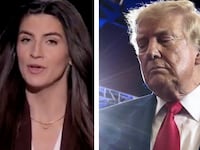 Kaitlan Collins and Donald Trump.