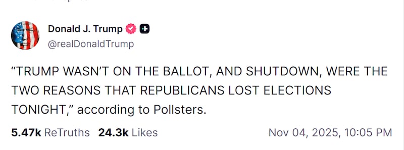 Trump offers case for Republican disappointment in 2025 elections.