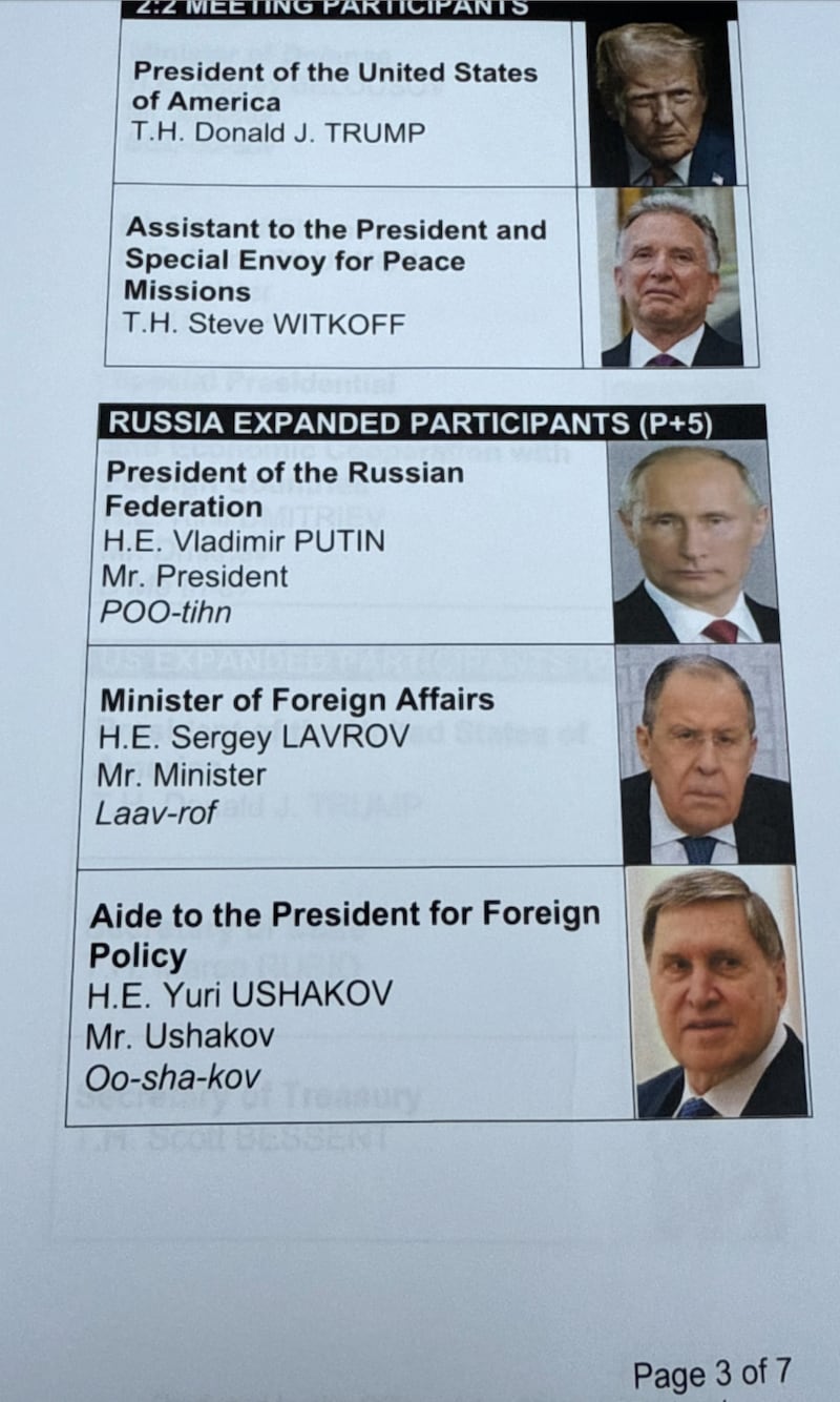Trump-Putin Summit Document