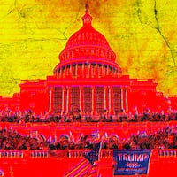 A photo illustration of Trump supporters during the US Capitol building riot on Jan. 6, 2021.