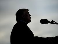 A silhouette of Donald Trump.