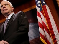 Senator John McCain (R-AZ) looks on during a press conference about his resistance to the so-called "Skinny Repeal" of the Affordable Care Act on Capitol Hill in Washington, U.S., July 27, 2017.
