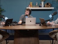 (L-R) Jon Favreau, Jon Lovett, and Tommy Vietor in a Jan. 7, 2025 episode of 'Pod Save America.'