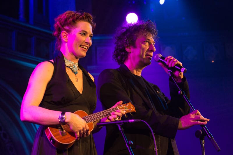 Amanda Palmer and Neil Gaiman perform at the Union Chapel on November 16, 2017 in London, England.