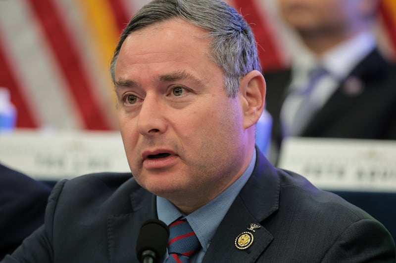 WASHINGTON, DC - APRIL 10: U.S. Rep. Eugene Vindman (D-VA) speaks during a Democratic Steering and Policy Committee hearing in the U.S. Capitol on April 10, 2025 in Washington, DC. Former employees from the Department of Veterans Affairs (VA) testified in front of House Democrats regarding President Donald Trump's benefit cuts and mass layoffs. (Photo by Kayla Bartkowski/Getty Images)