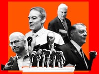 An illustration including photos of members of the GOP