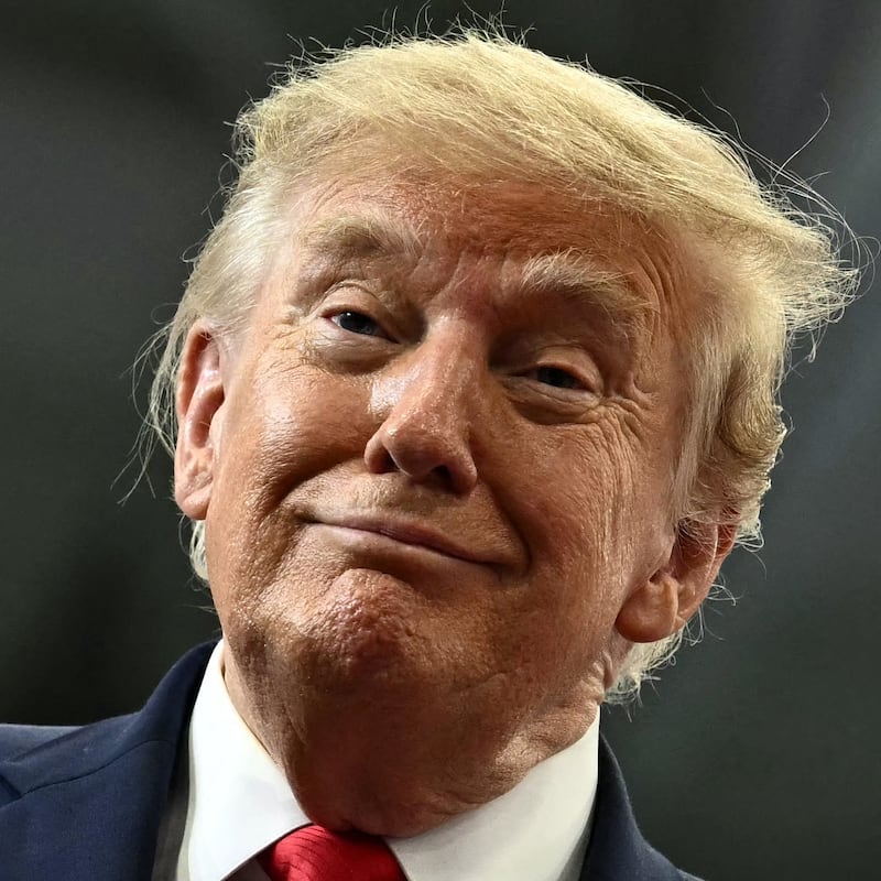 US President Donald Trump smiles as he finishes his speach during a campaign rally at Curtis D. Menard Memorial Sports Center in Wasilla, Alaska, on October 13, 2026. (Photo by Kent NISHIMURA / AFP via Getty Images)