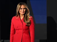 Former first lady Melania Trump arrives on the fourth day of the Republican National Convention at the Fiserv Forum on July 18, 2024 in Milwaukee, Wisconsin.
