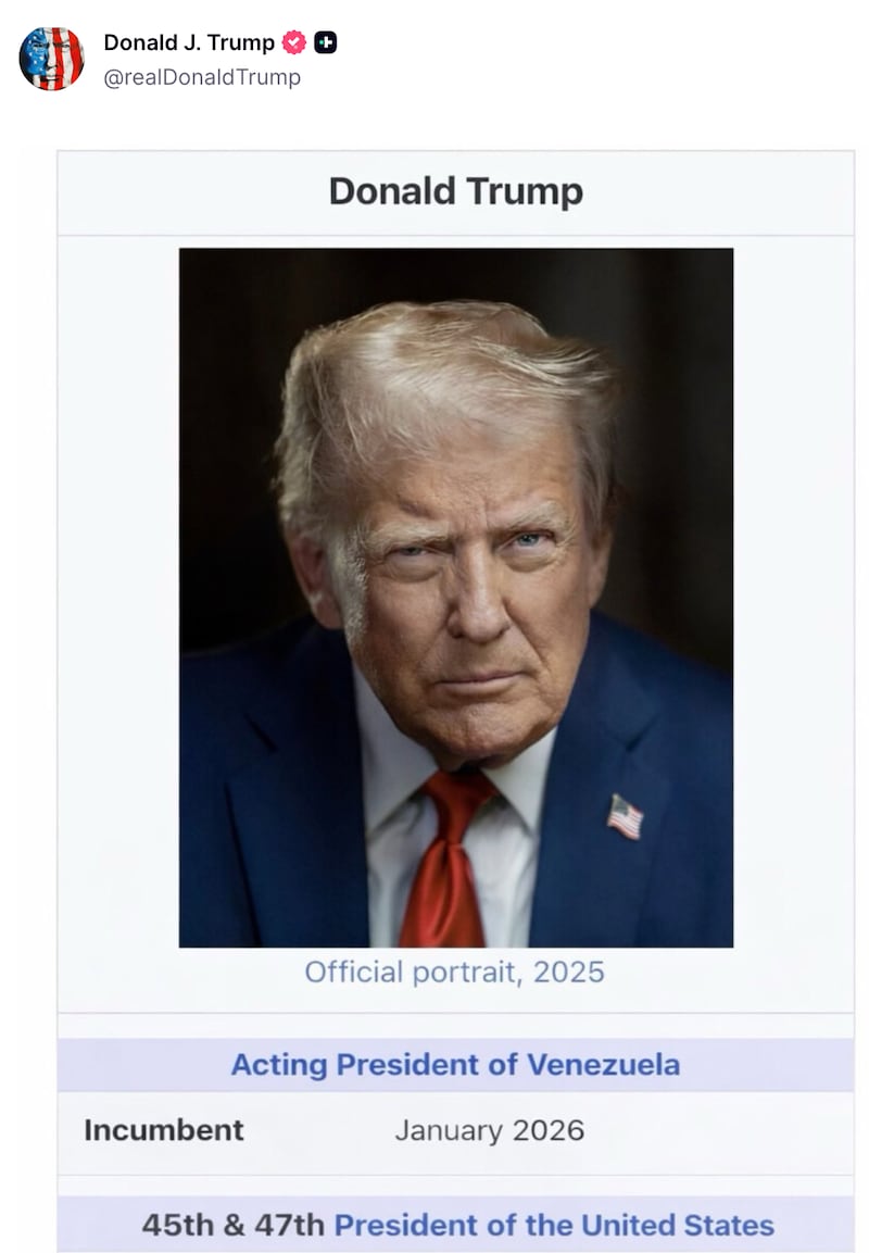 Screenshot of Trump's Truth Social post.
