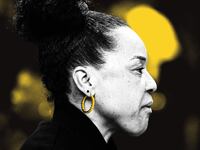 A photo illustration of Dawn Staley