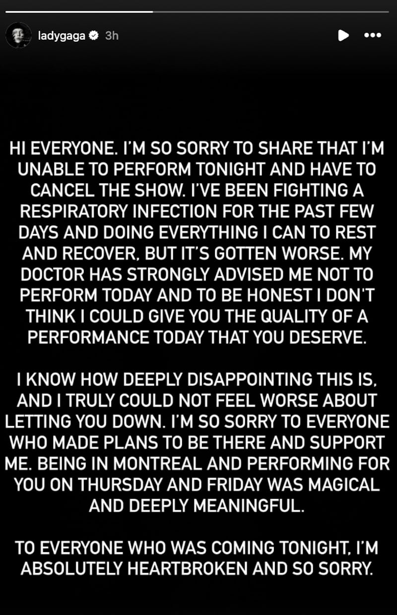 Lady Gaga Instagram story