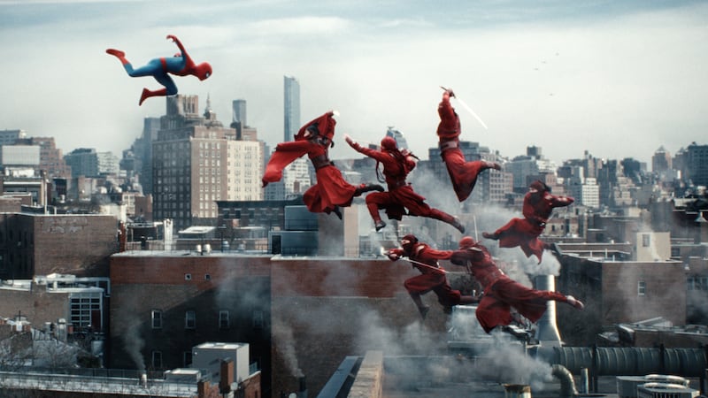 aSpider-Man battles The Hand in Columbia Pictures SPIDER-MAN™: BRAND NEW DAY.