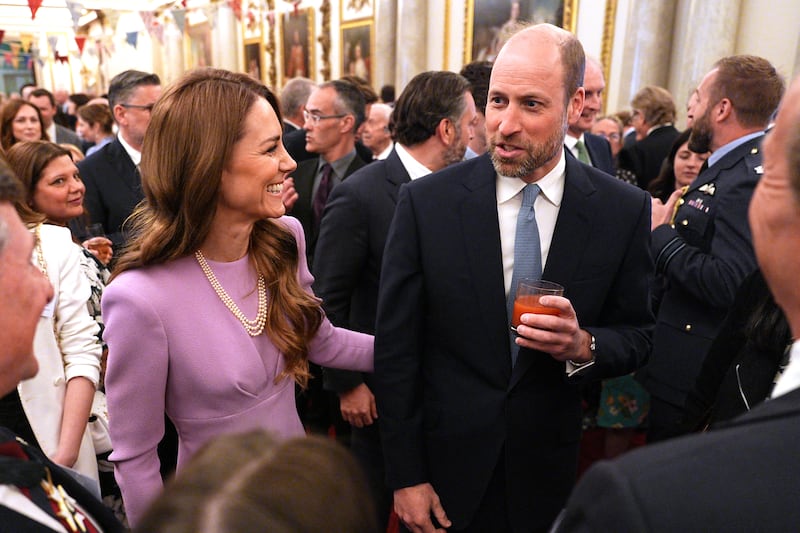 Catherine, Princess of Wales, and Prince William, Prince of Wales, attend a reception at Buckingham Palace on the 100th anniversary of the birth of Queen Elizabeth II in 2026.