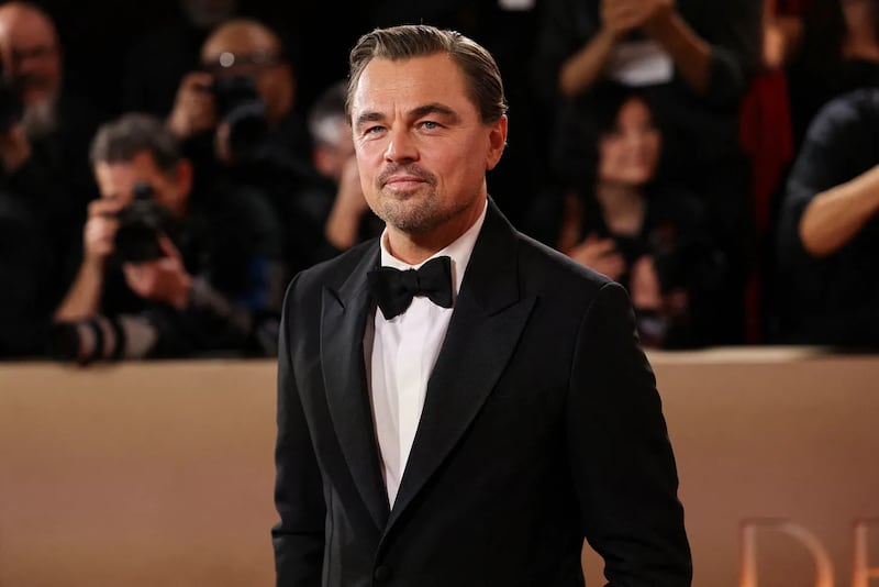 Leonardo DiCaprio in a tuxedo on the red carpet