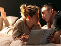 Photo still of Kristen Stewart and Steven Yeun in Love Me