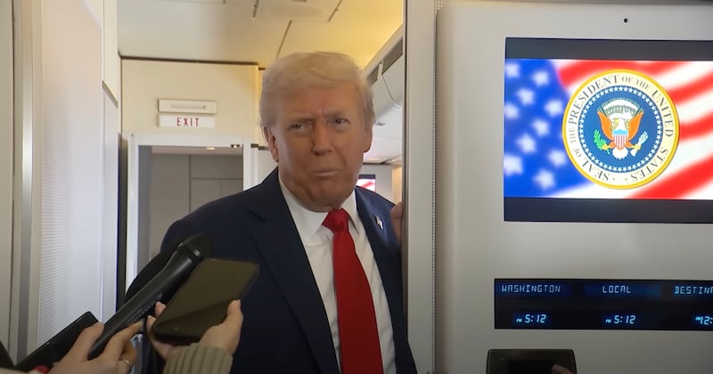 Donald Trump on Air Force One discussing Qatar.