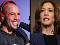 Joe Rogan and Kamala Harris