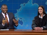Michael Che and Caitlin Clark