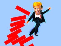 A photo illustration of Donald Trump for Inside Trump's Head podcast.