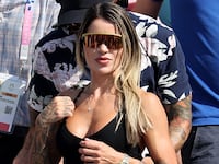 Brazilian skater Letícia Bufoni, attends to the Men's Street Finals.