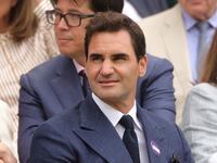 LONDON, ENGLAND - JULY 07: Former tennis player, Roger Federer, looks on in the Royal Box prior to the Gentlemen's Singles fourth round match between Alex De Minaur of Australia and Novak Djokovic of Serbia on day eight of The Championships Wimbledon 2025 at All England Lawn Tennis and Croquet Club on July 07, 2025 in London, England.